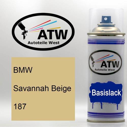 BMW, Savannah Beige, 187: 400ml Sprühdose, von ATW Autoteile West.